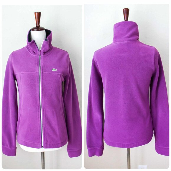 *Lacoste Sport* Women's Purple Fleece Zip-Up Sweater Jacket, size 38 - Picture 1 of 5